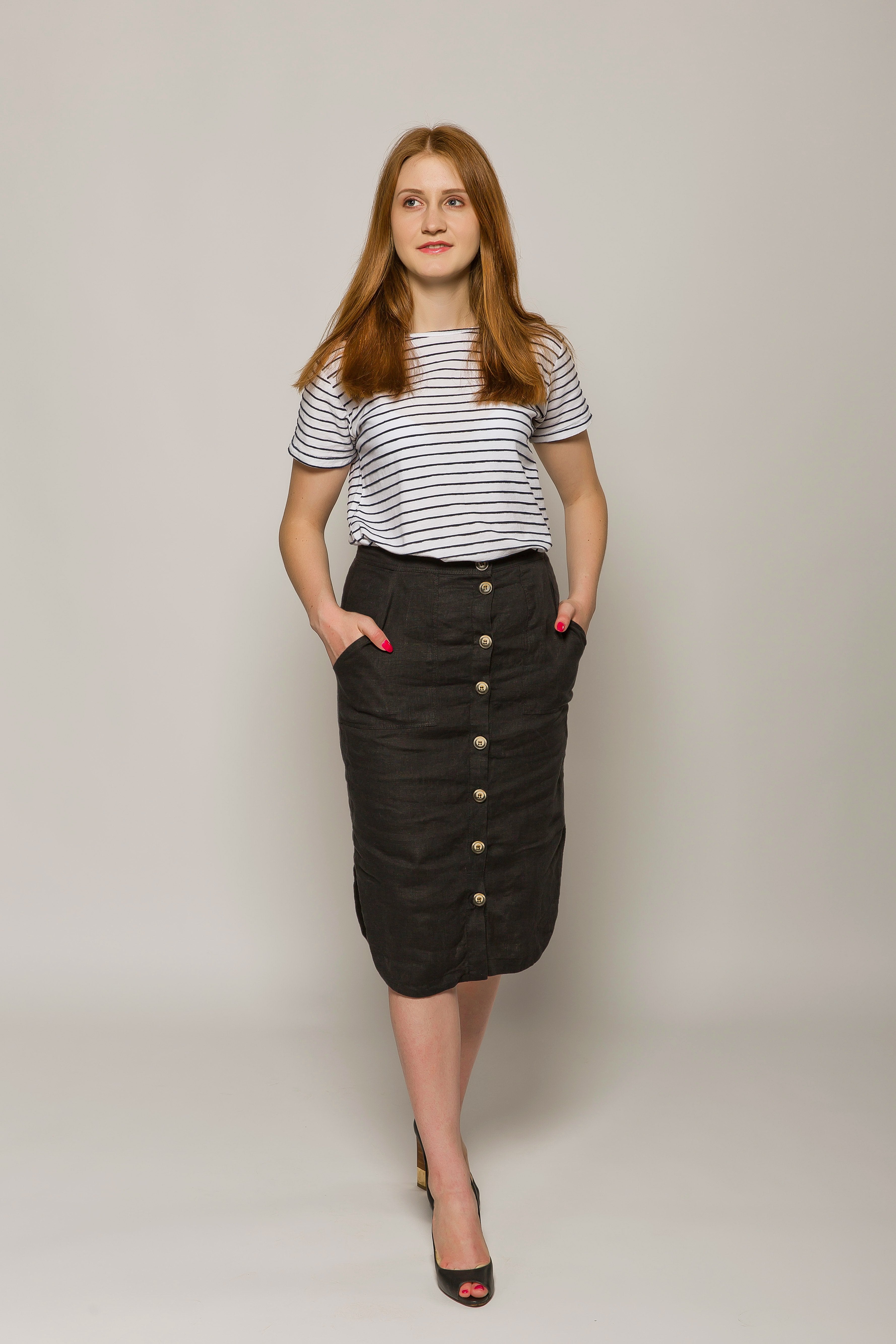 Black linen skirt hotsell