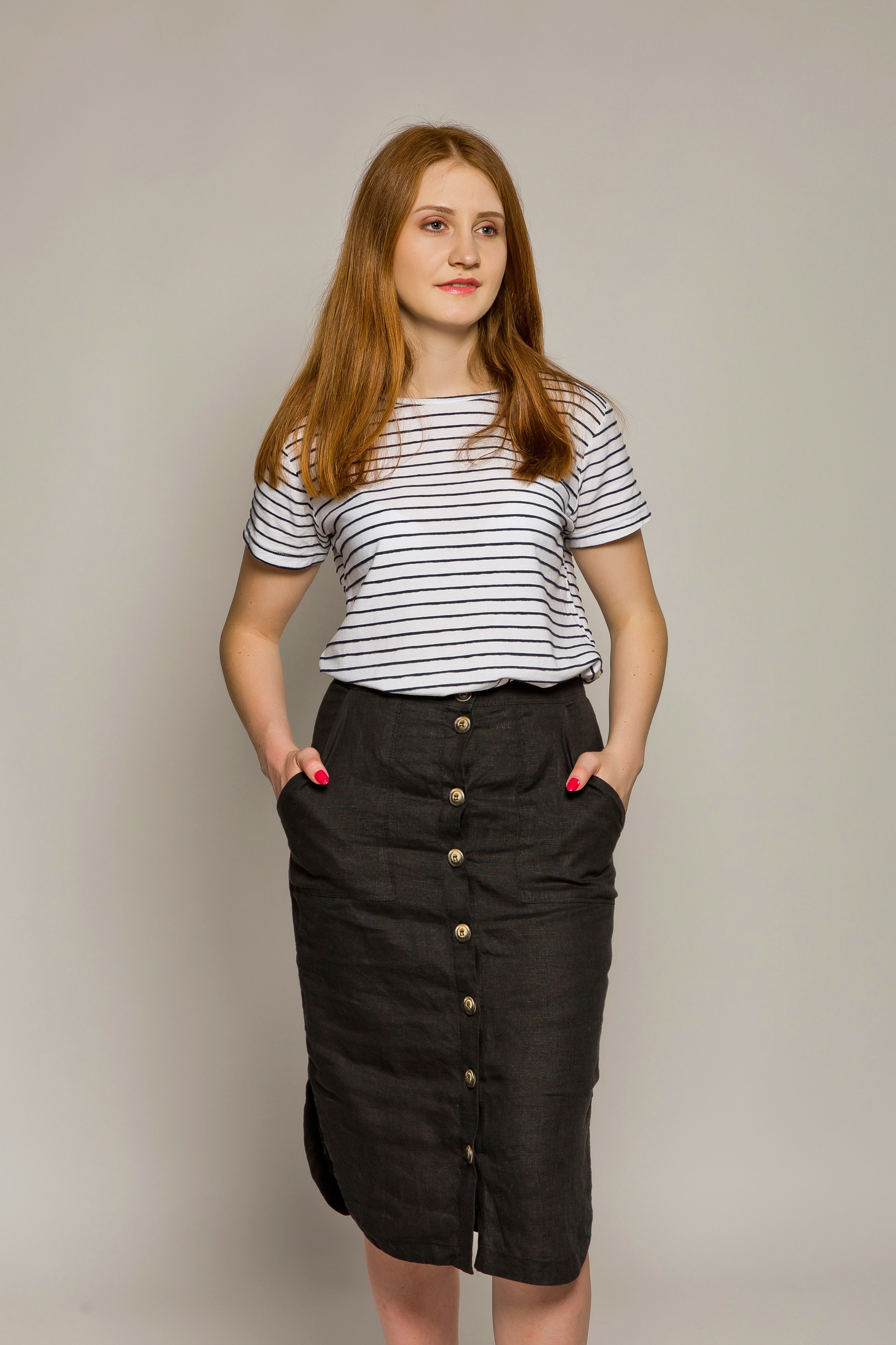 Black skirt with sale buttons in front