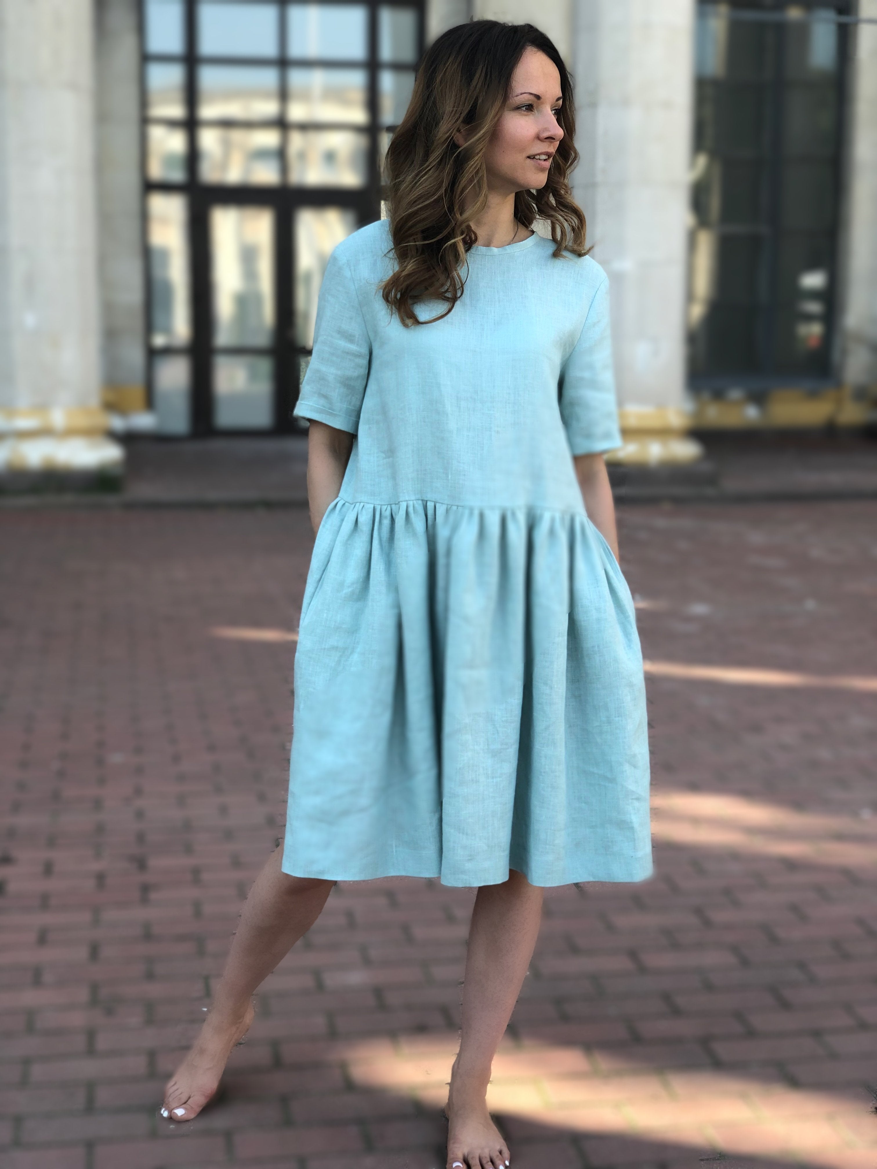 Linen sleeve outlet dress