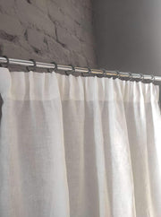Pencil Pleat Linen Curtain Panel with Blackout Lining - Heading for Rings and Hooks - Lined Linen Privacy Curtain