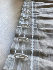 Pencil Pleat Linen Curtain Panel with Blackout Lining - Heading for Rings and Hooks - Lined Linen Privacy Curtain