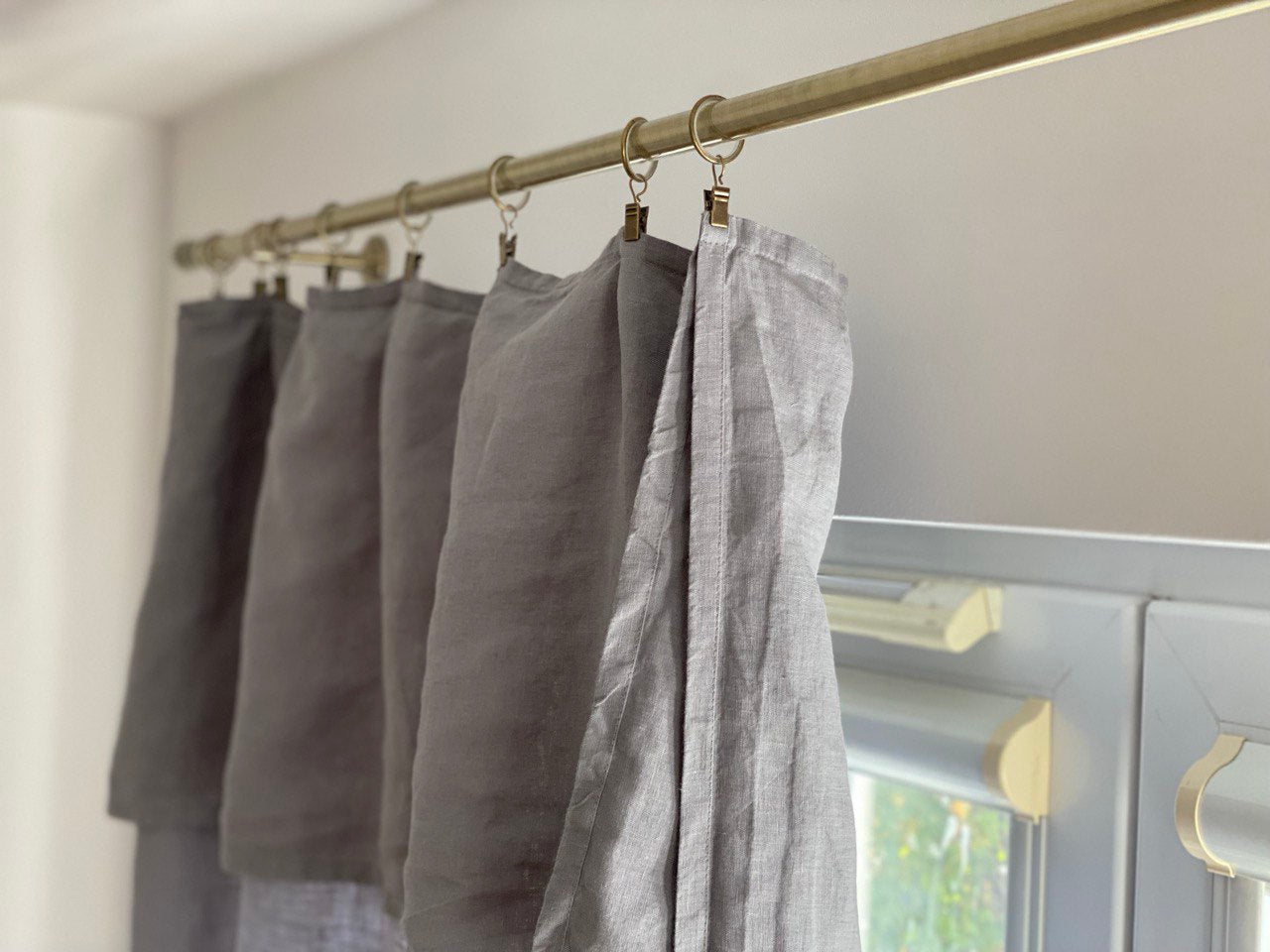 Linen Curtain for Rings and Clips  - 124, 138 or 250 cm Width, Custom Length - Drop Cloth Linen Curtains