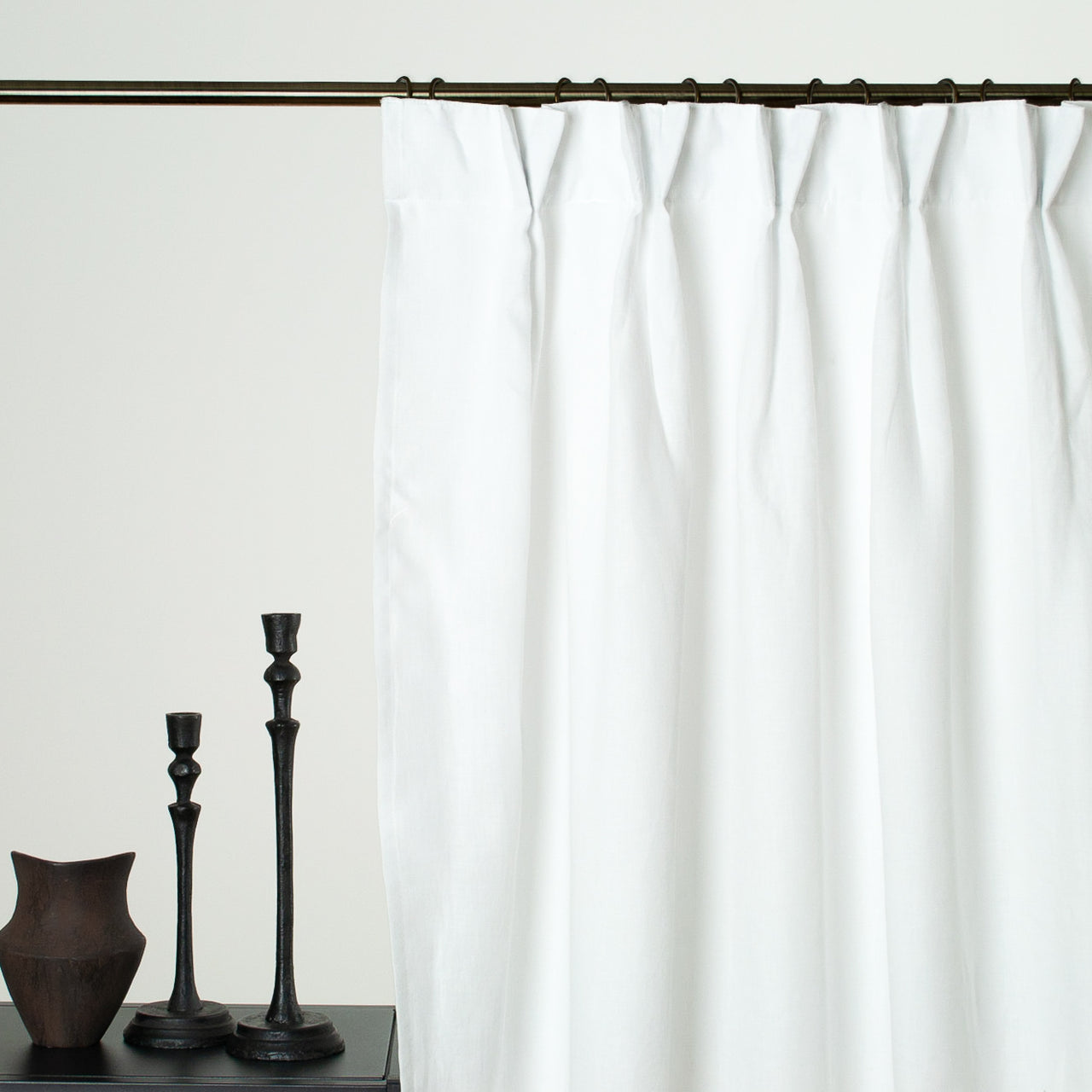 Dutch Pleat Linen Curtain Panel with Cotton Lining - Heading for Rings and Hooks