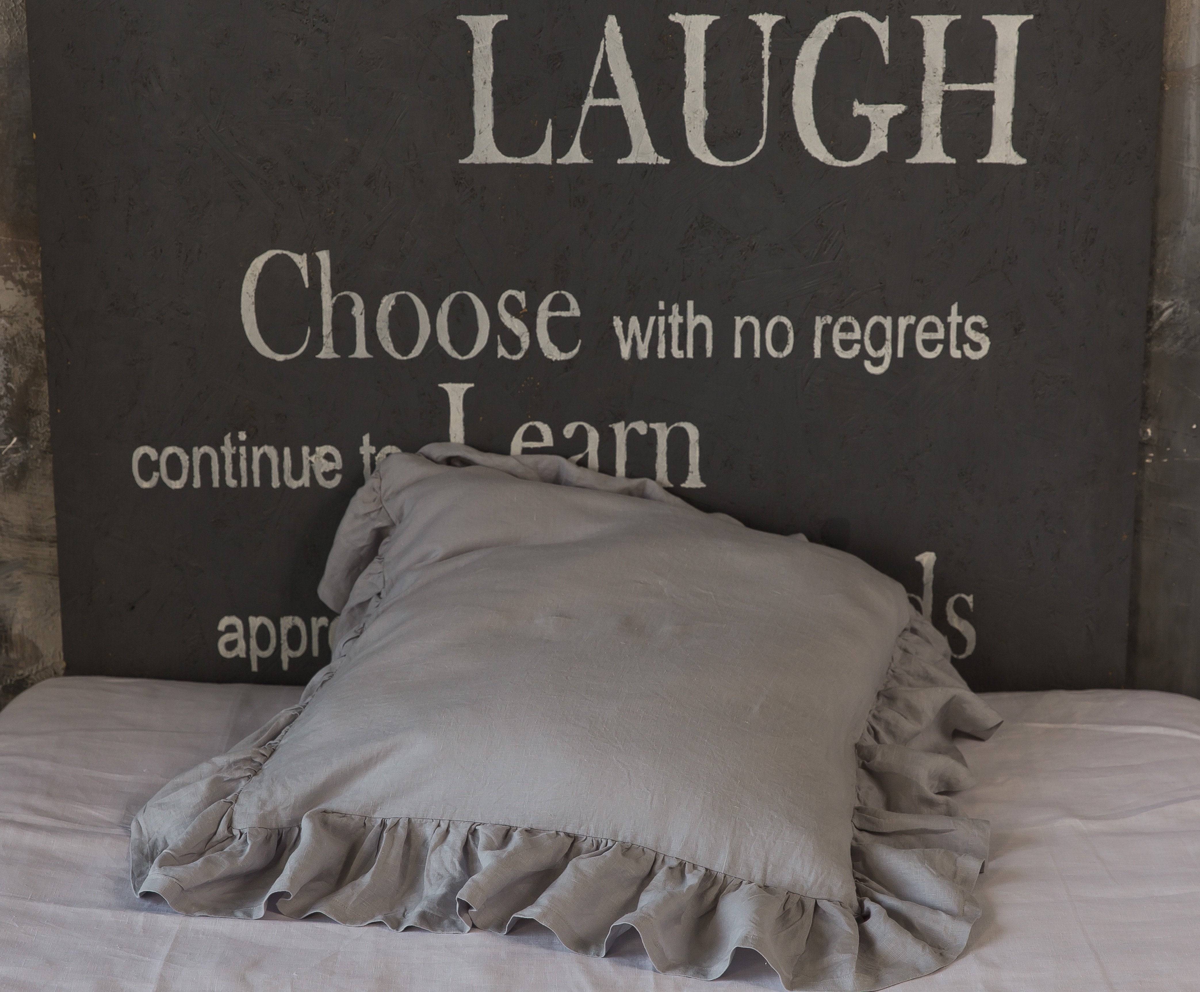 2pcs Shabby Chic Linen Ruffled Pillow Sham 50X75 65X65 50X90 45X1